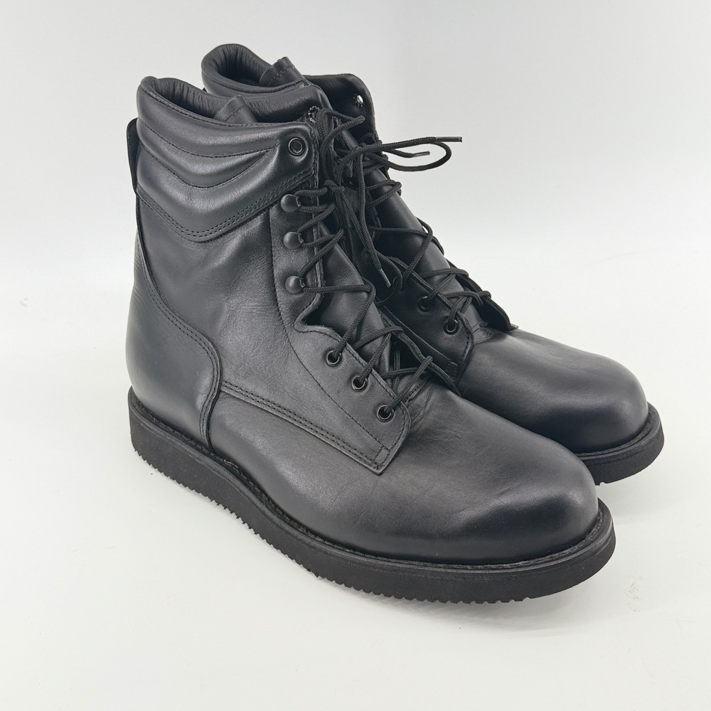 Vibram Mens Black Leather Lace Up Combat Tactical Boots USA Made Size 11.5 E/P